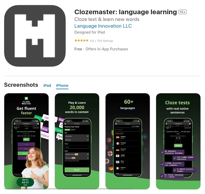 Clozemaster - Language Learning