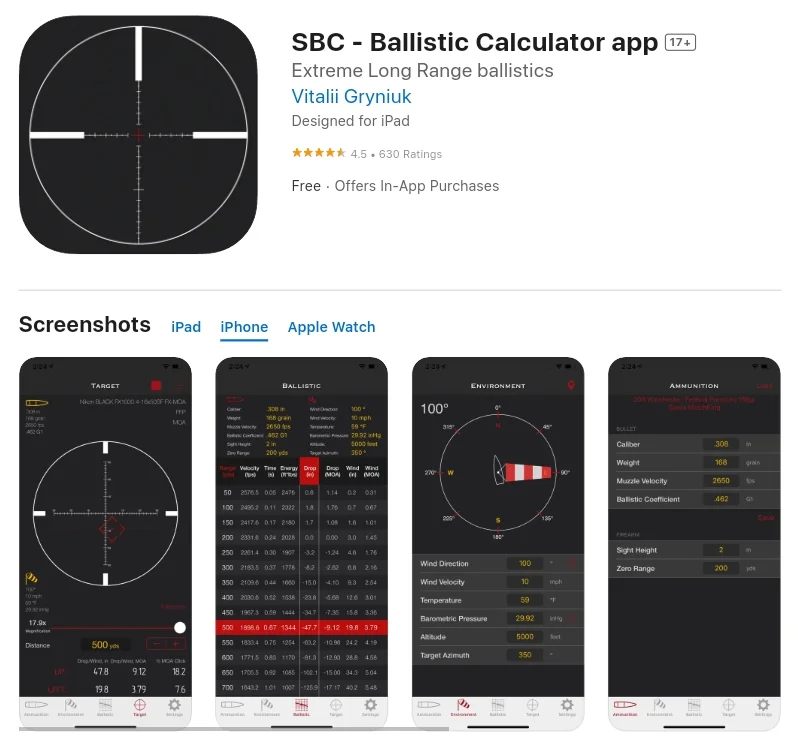 SBC - Ballistic Calculator App 