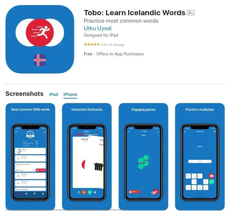 Tobo - Learn Icelandic Words