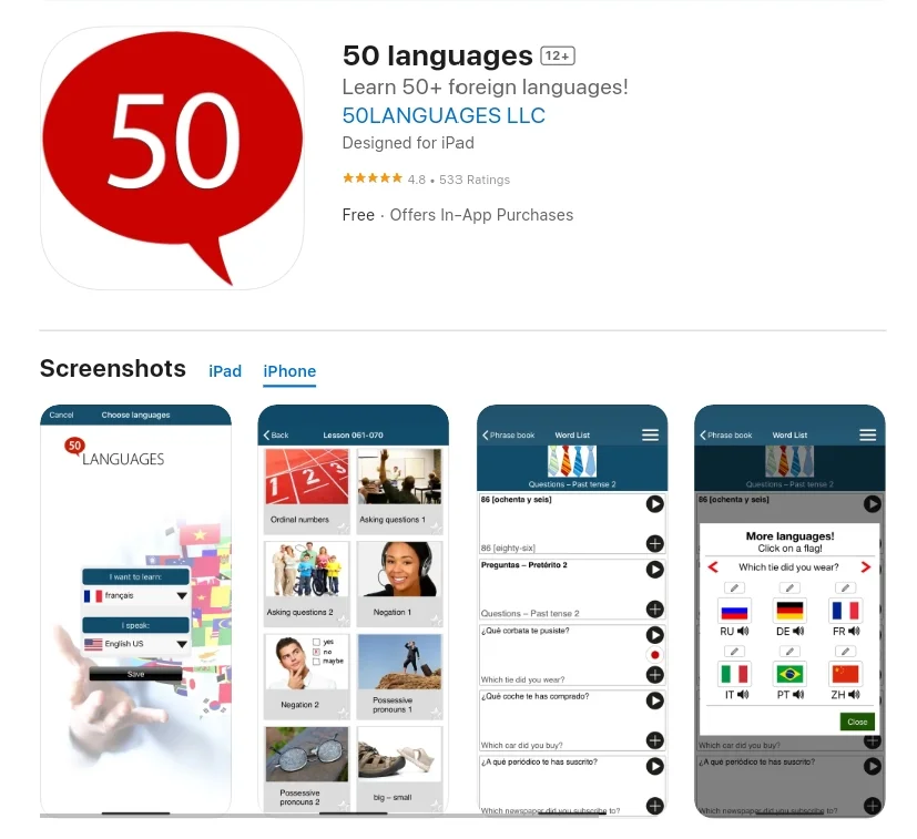 50 languages App