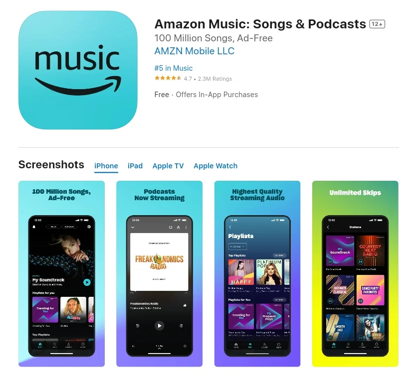 Amazon Music, Songs and Podcasts App