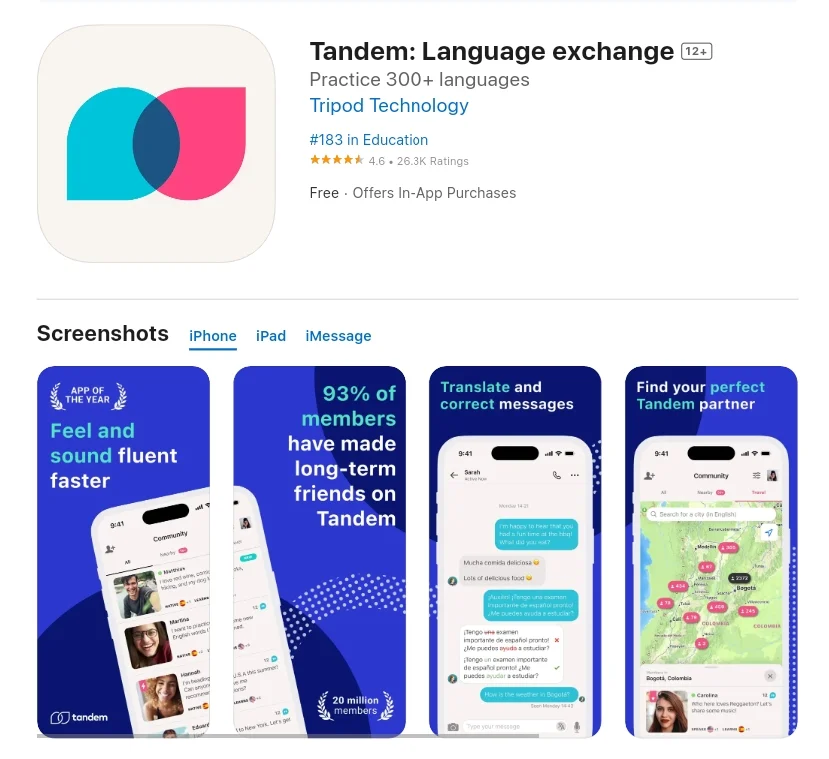 Tandem Language exchange App